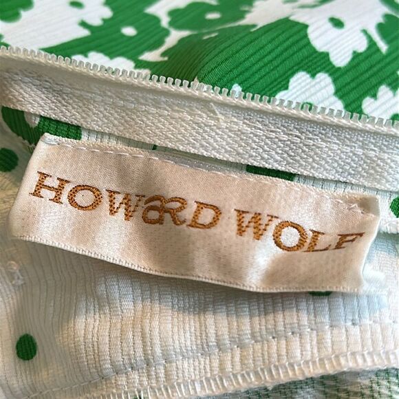 Vintage 60s/70s Howard Wolf Green & White Flower Power Hostess Maxi Dress - Picture 8 of 12